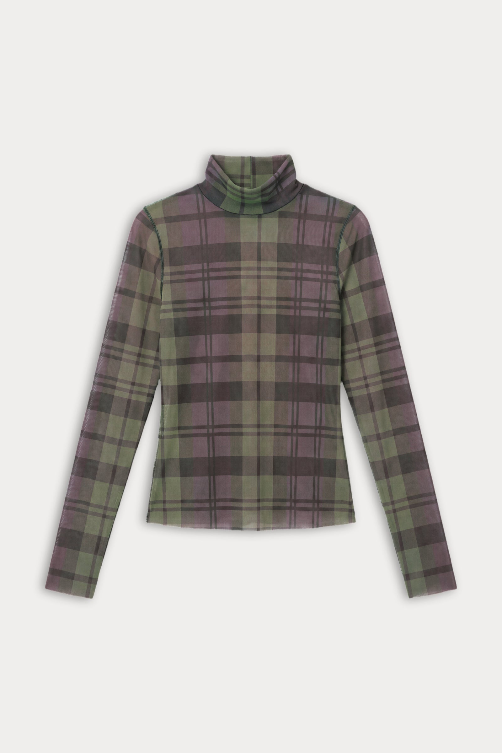 THE MESH TURTLENECK | NAVY AND GREEN PLAID-6 | GOOD AMERICAN | FLAT