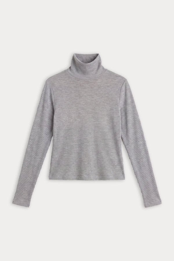 THE SHEER RIB TURTLENECK | GREY MELANGE