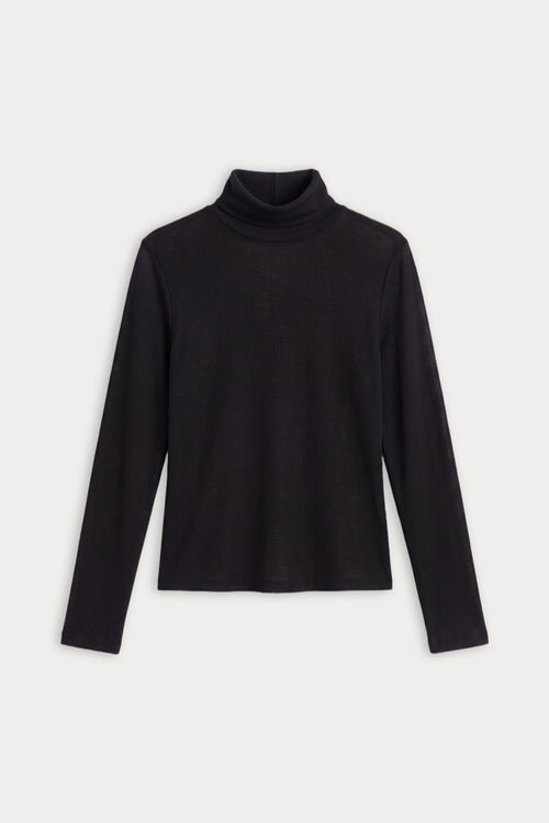 THE SHEER RIB TURTLENECK | BLACK001-6 | GOOD AMERICAN | FLAT