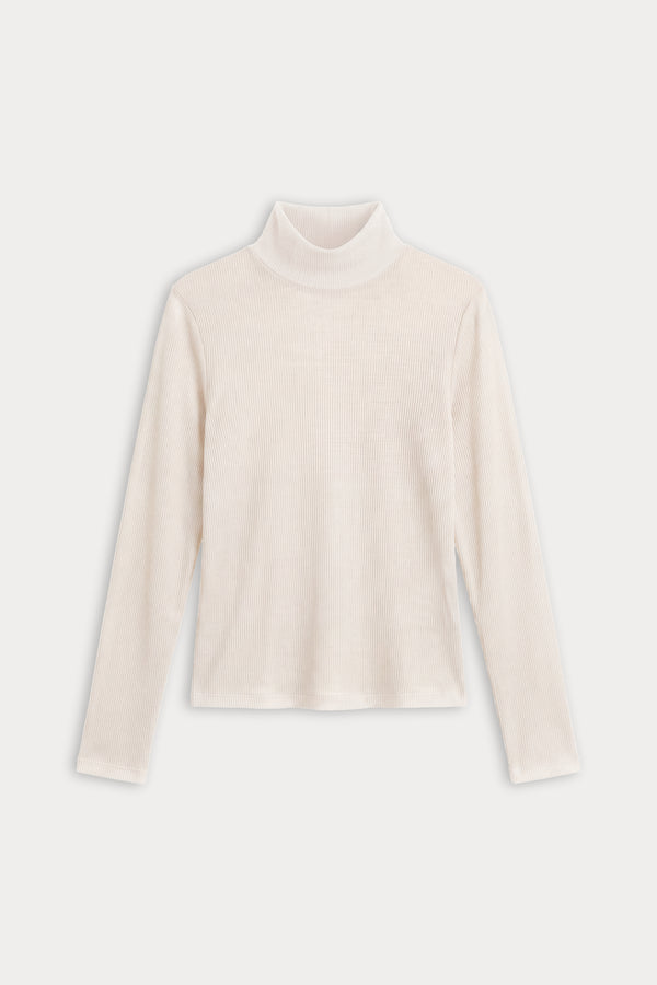 THE SHEER RIB TURTLENECK | PEARL