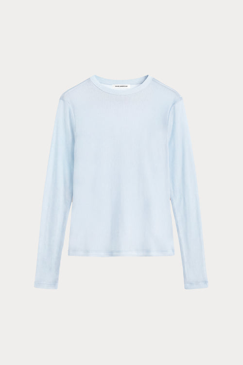 THE SHEER RIB LONG SLEEVE | COAST BLUE-6 | GOOD AMERICAN | FLAT