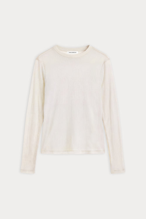 THE SHEER RIB LONG SLEEVE | PEARL-5 | GOOD AMERICAN | FLAT