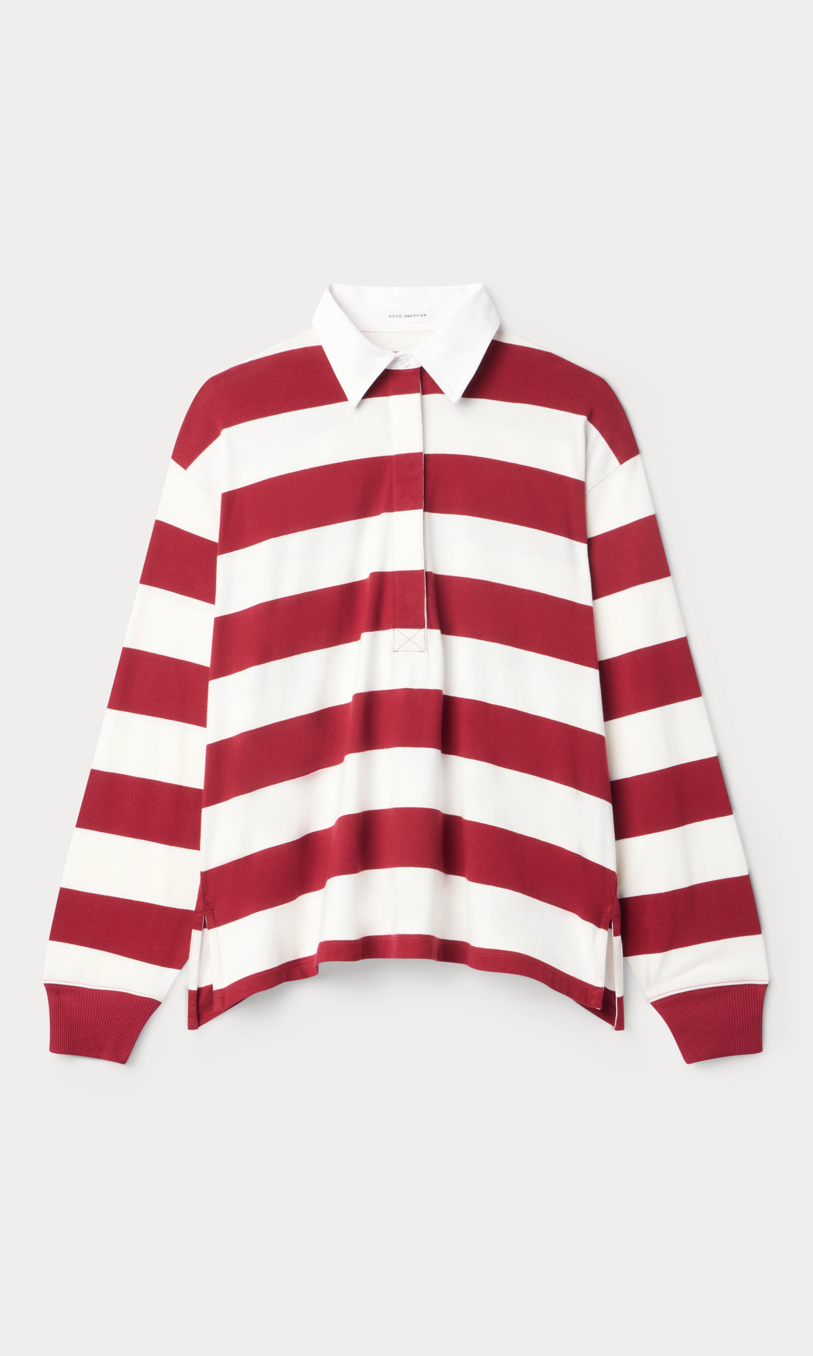 OVERSIZED RUGBY TEE | MERLOT AND CHALK RUGBY STRIPE