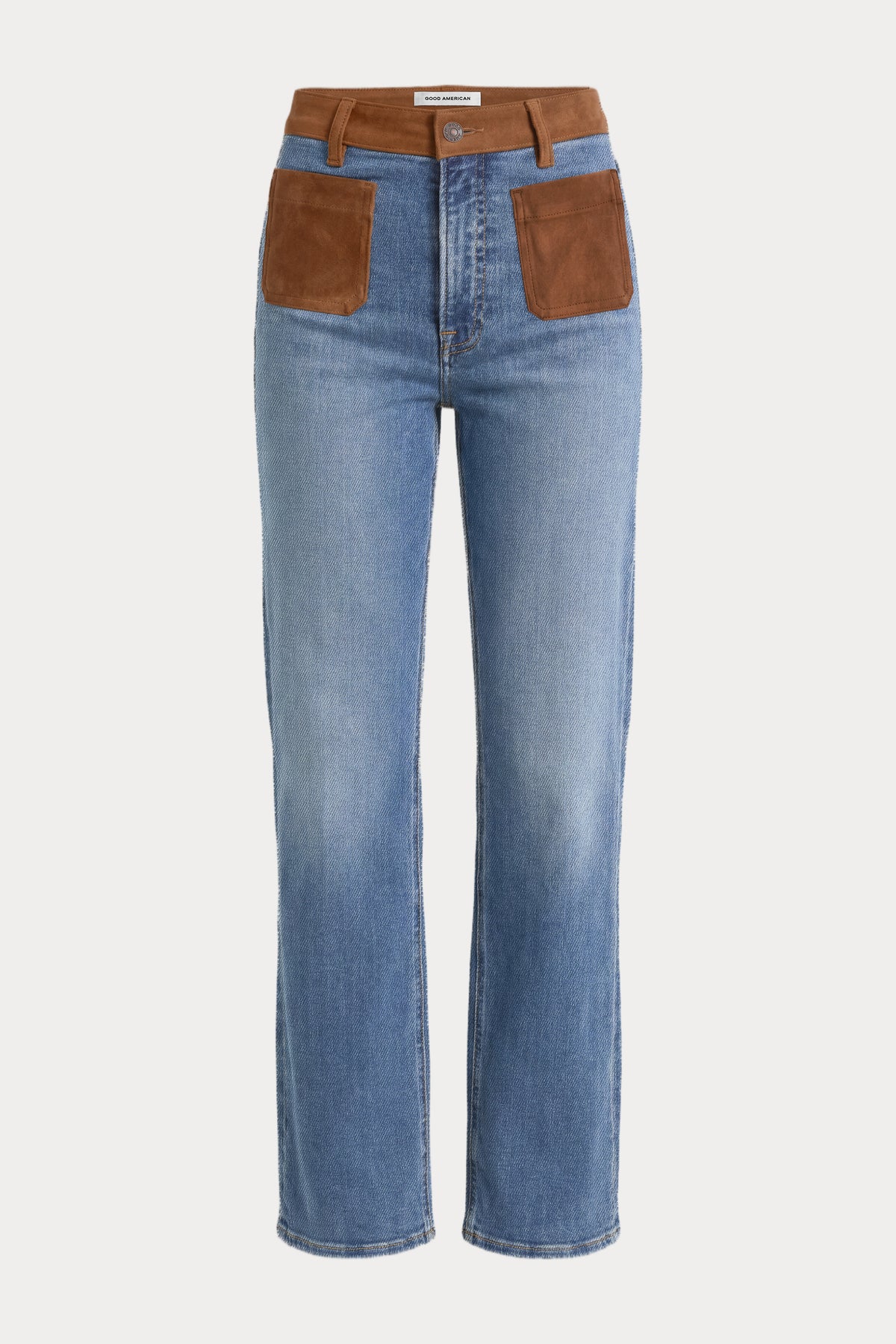 SOFT TECH PATCH POCKET GOOD TRUE STRAIGHT JEANS | CREST-7 | GOOD AMERICAN | GHOST