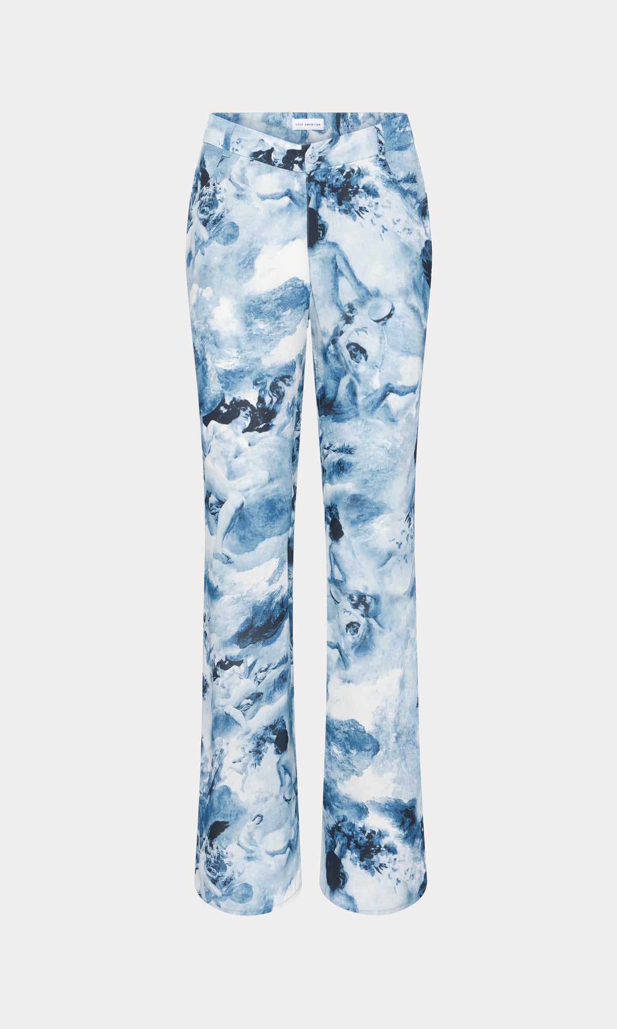 V WAIST CHIFFON FLARE PANTS | BLUE ANGEL PRINT-7 | GOOD AMERICAN | MODEL_A