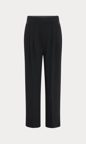 LUXE SUITING HIGH-RISE CROPPED WIDE LEG TROUSER | BLACK001