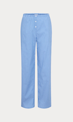 POPLIN PULL ON PANTS | BLUE & WHITE STRIPE