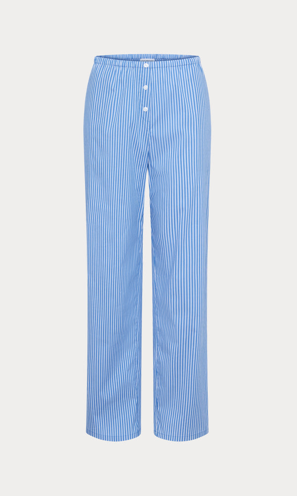 POPLIN PULL ON PANTS | BLUE & WHITE STRIPE