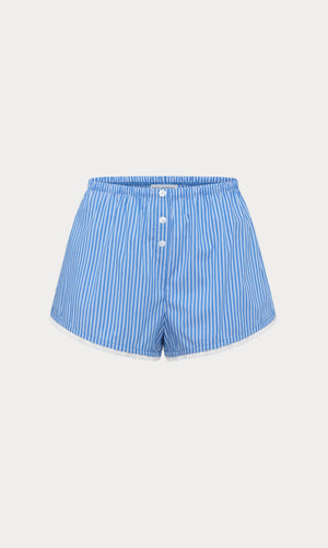 POPLIN PULL ON BOXER SHORTS | BLUE & WHITE STRIPE