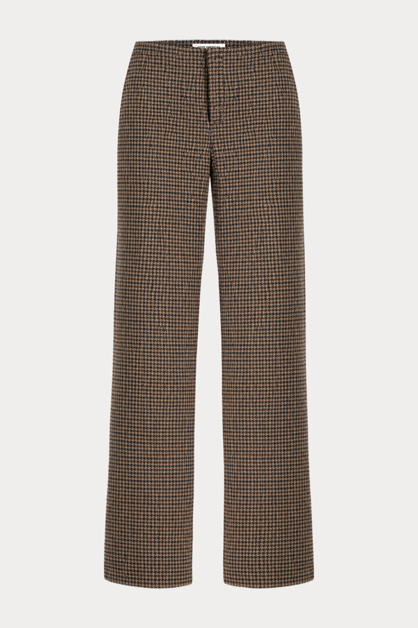THE GHOST WAISTBAND TROUSER | BROWN MINI HOUNDSTOOTH-7 | GOOD AMERICAN | FLAT