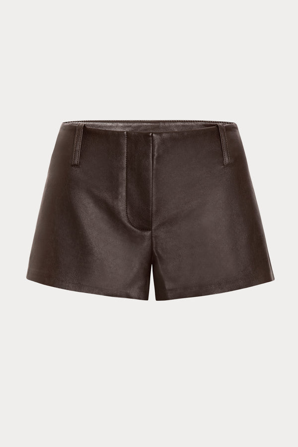 THE BETTER THAN LEATHER TROUSER SHORT | DEEP CHOCOLATE-1 | GOOD AMERICAN | GHOST