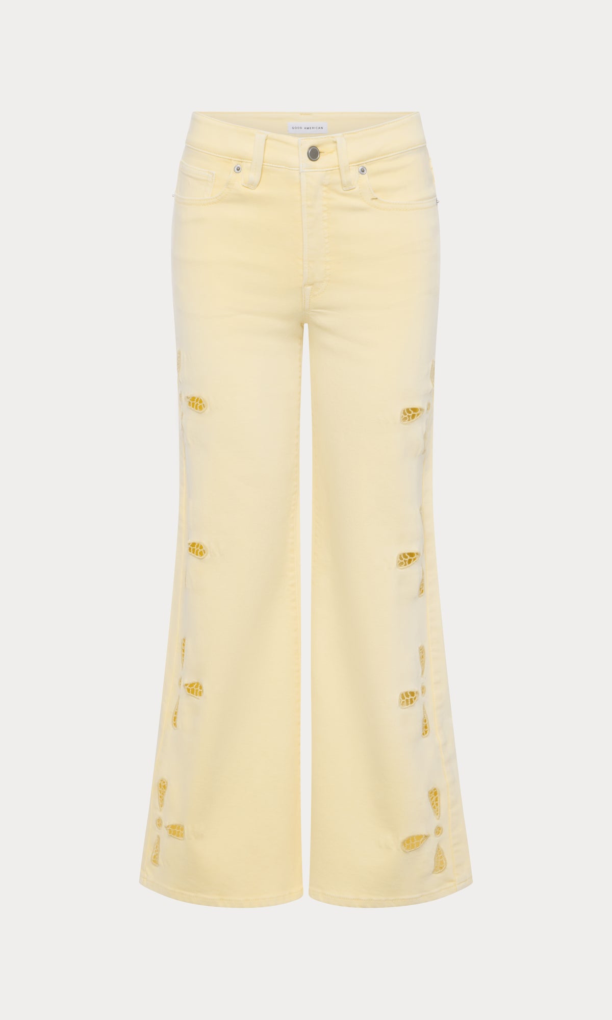 GOOD WAIST PALAZZO ANKLE EMBROIDERED JEANS | ANISE YELLOW