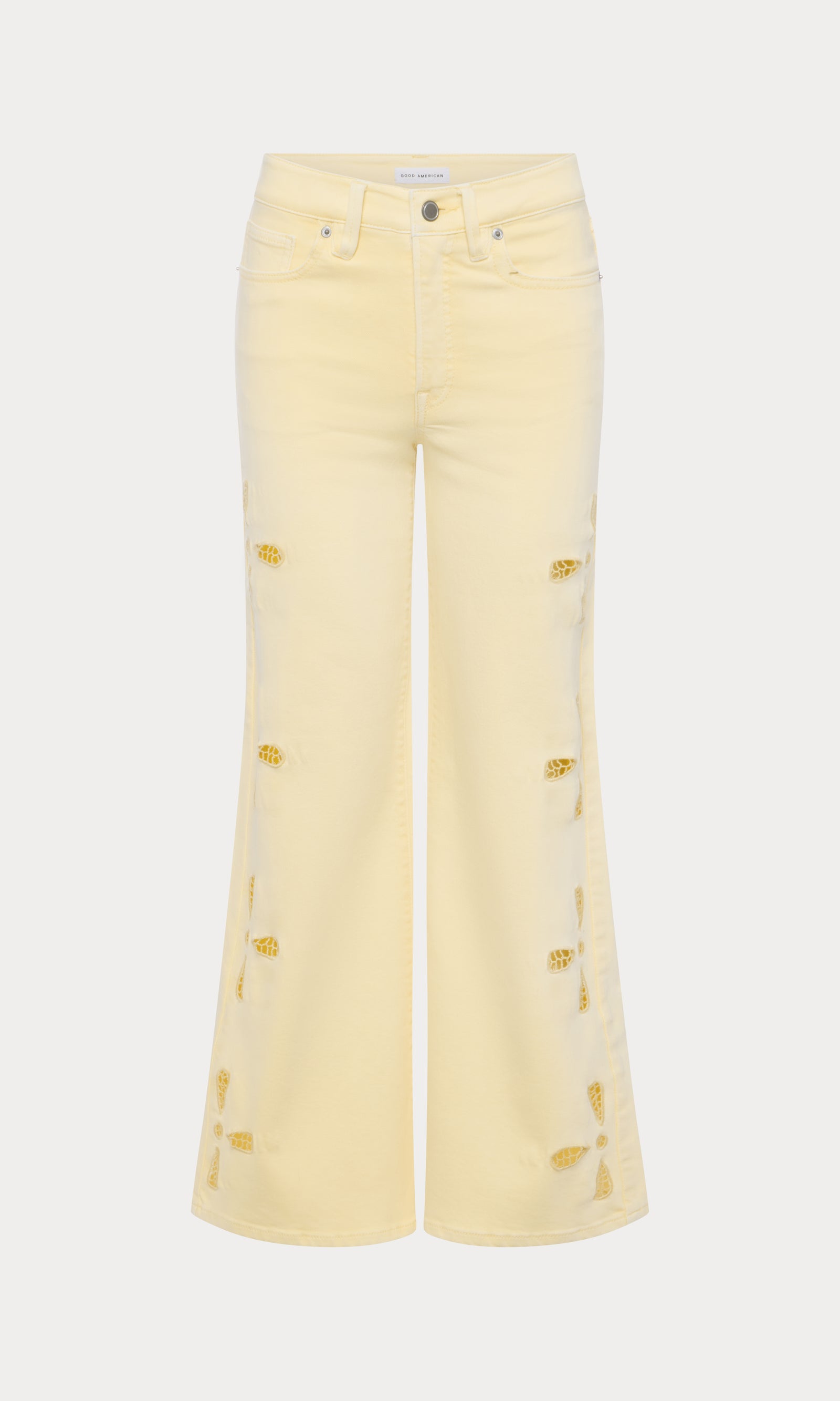 GOOD WAIST PALAZZO ANKLE EMBROIDERED JEANS | ANISE YELLOW