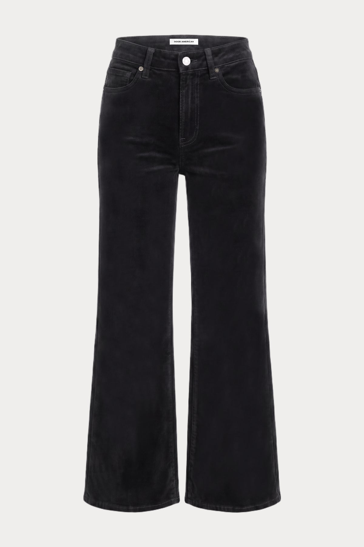 VELVET GOOD WAIST PALAZZO ANKLE PANT | BLACK-7 | GOOD AMERICAN | FLAT