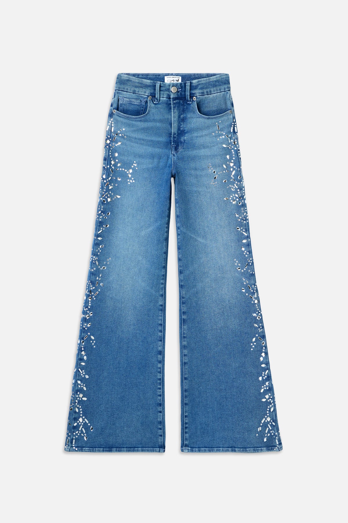 DOLLY JOLEANS CRYSTAL WIDE JEANS | INDIGO1089-7 | GOOD AMERICAN | MODEL_A