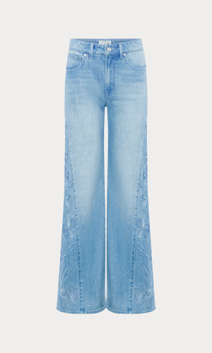 DOLLY JOLEANS EMBROIDERED GOOD WAIST PALAZZO JEANS | INDIGO1202