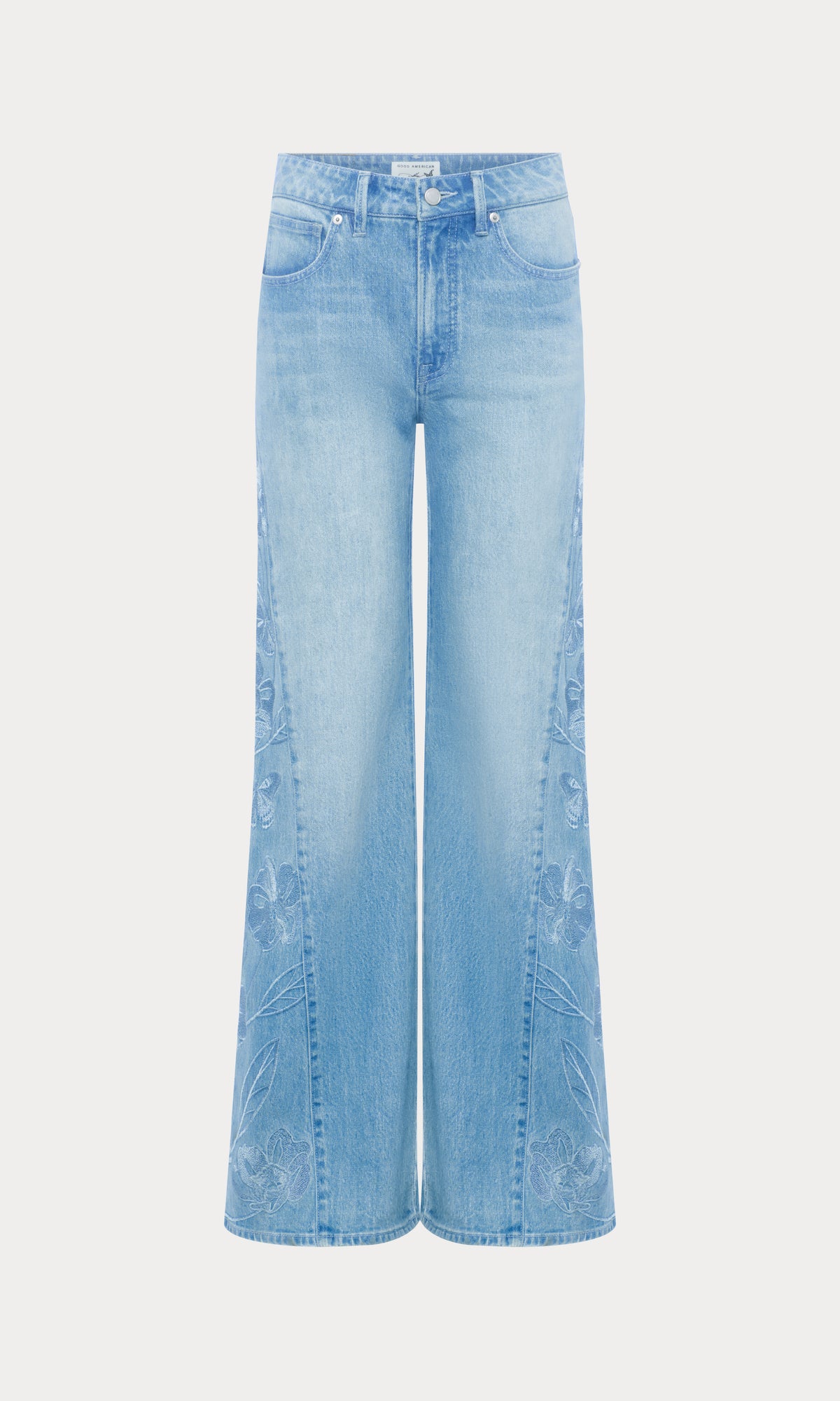 DOLLY JOLEANS EMBROIDERED GOOD WAIST PALAZZO JEANS | INDIGO1202-7 | GOOD AMERICAN | MODEL_A