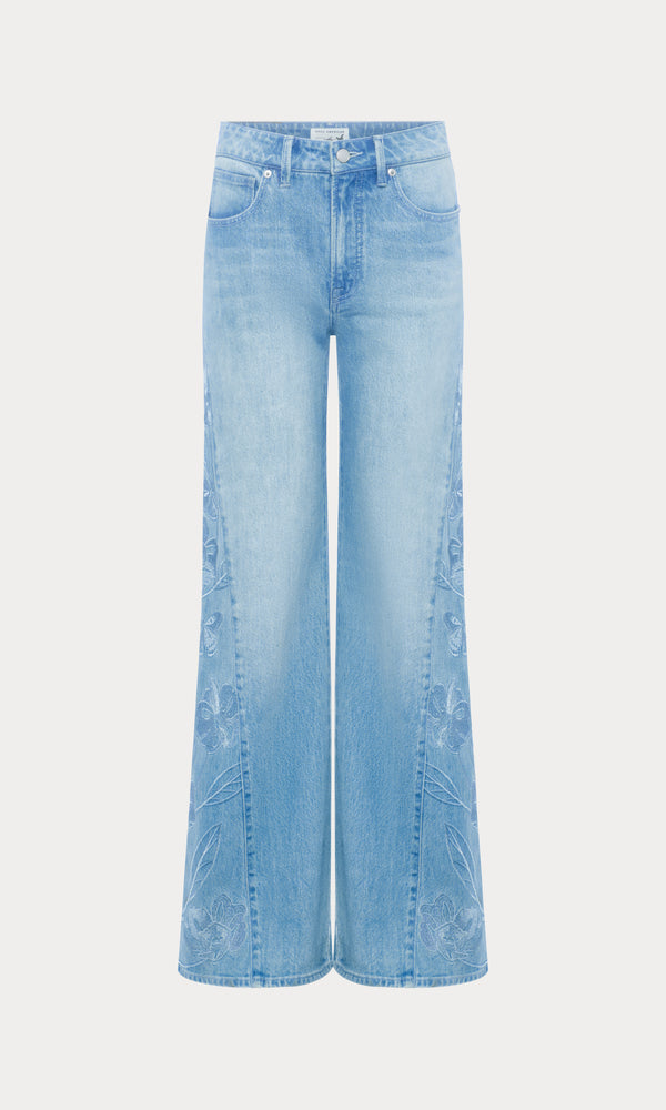 DOLLY JOLEANS EMBROIDERED GOOD WAIST PALAZZO JEANS | INDIGO1202