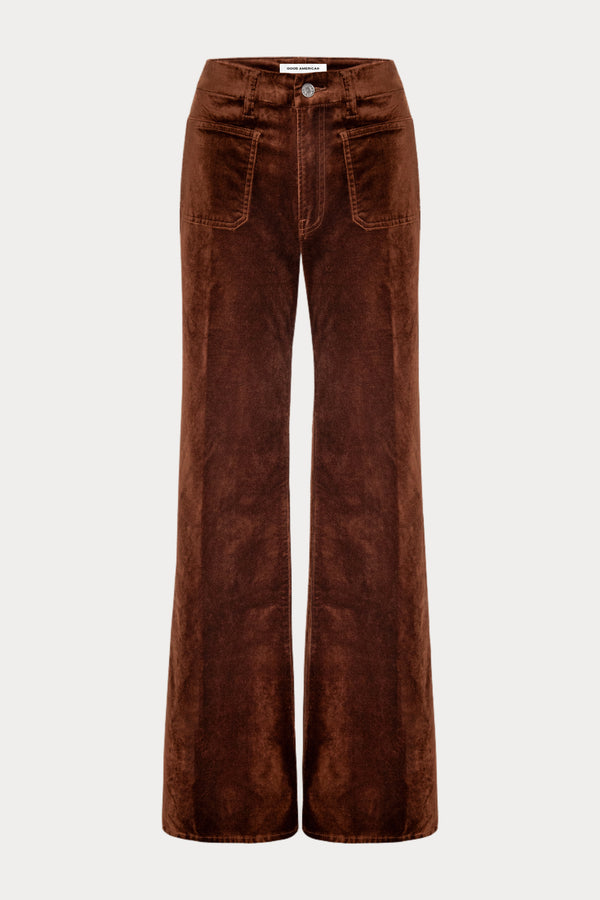 VELVET GOOD WAIST PALAZZO PANT | BRONZE-7 | GOOD AMERICAN | FLAT