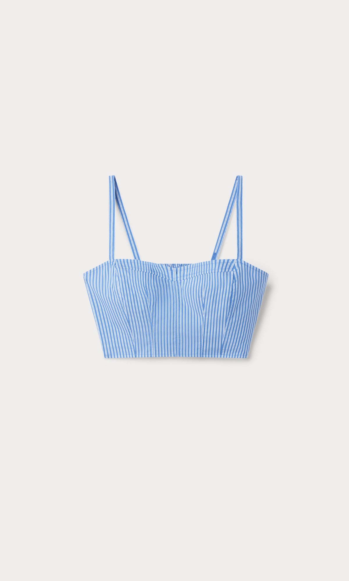 POPLIN BUSTIER CAMI TOP | BLUE AND WHITE STRIPE
