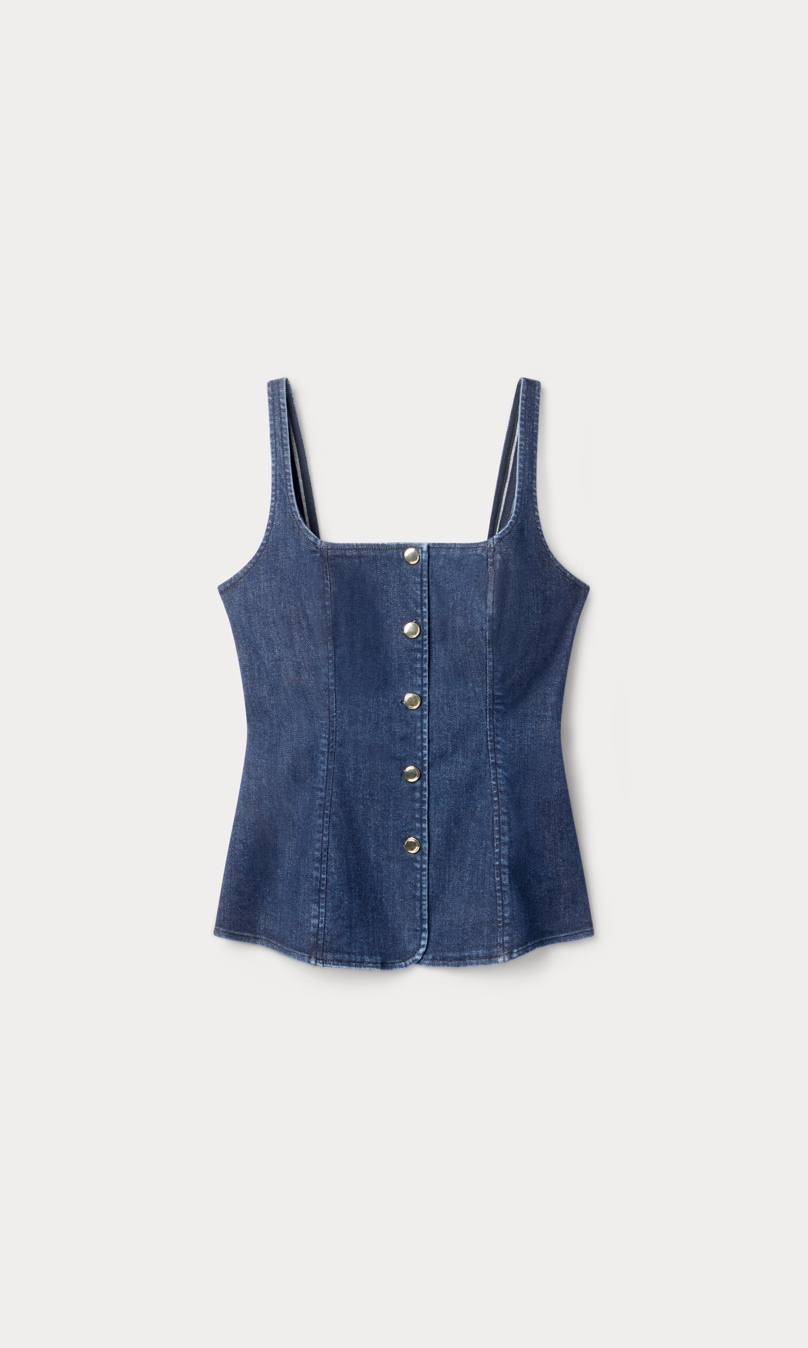 SLEEVELESS DENIM BUTTON FRONT TOP | INDIGO1169