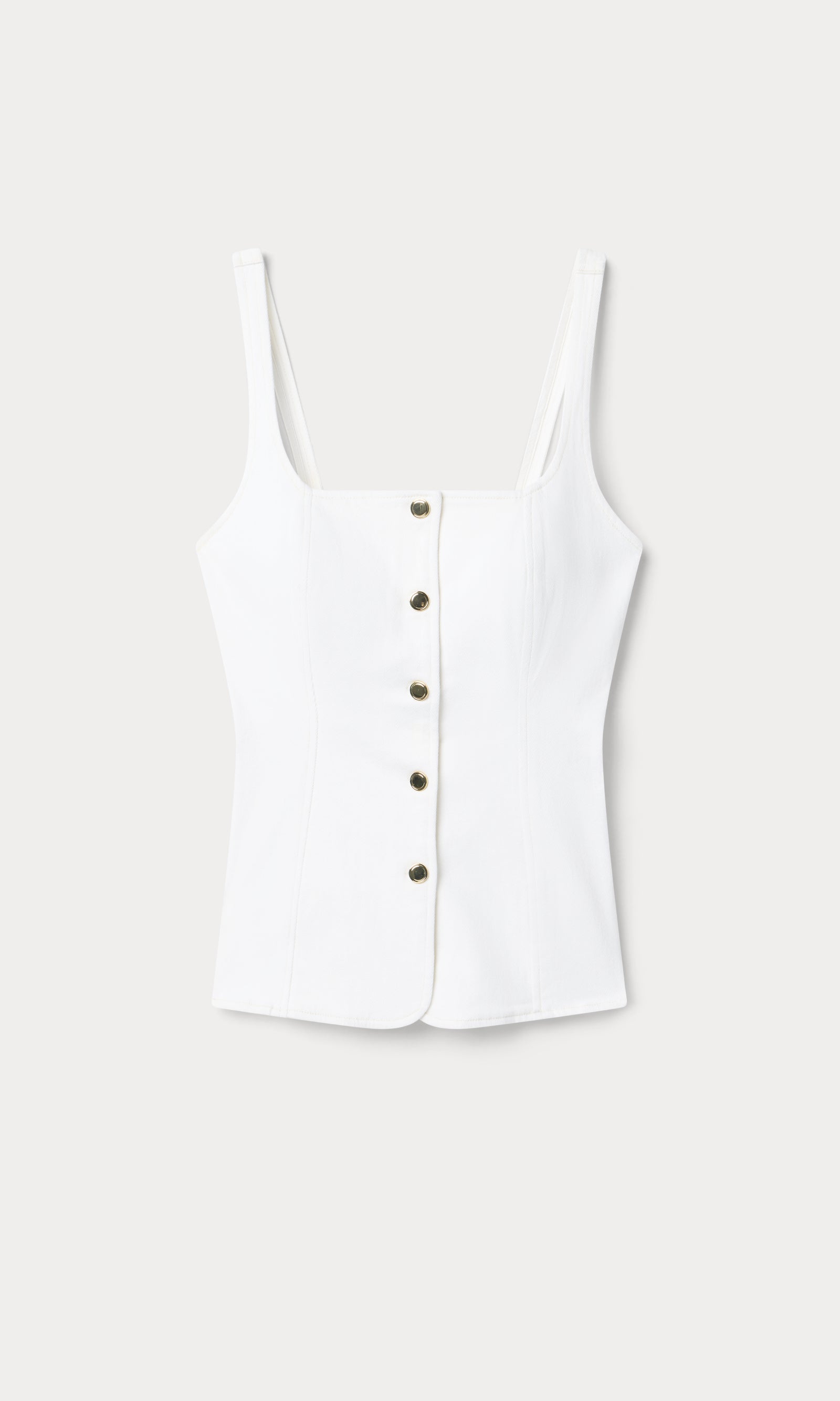 SLEEVELESS DENIM BUTTON FRONT TOP | COTTON WHITE