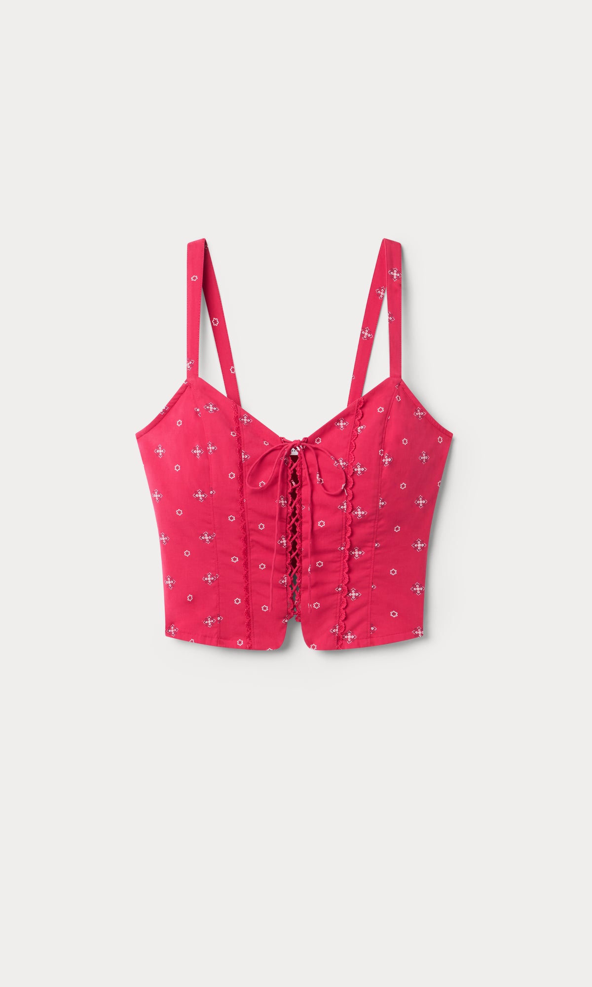 DOLLY LACE UP POPLIN TANK | FLARE BANDANA PRINT