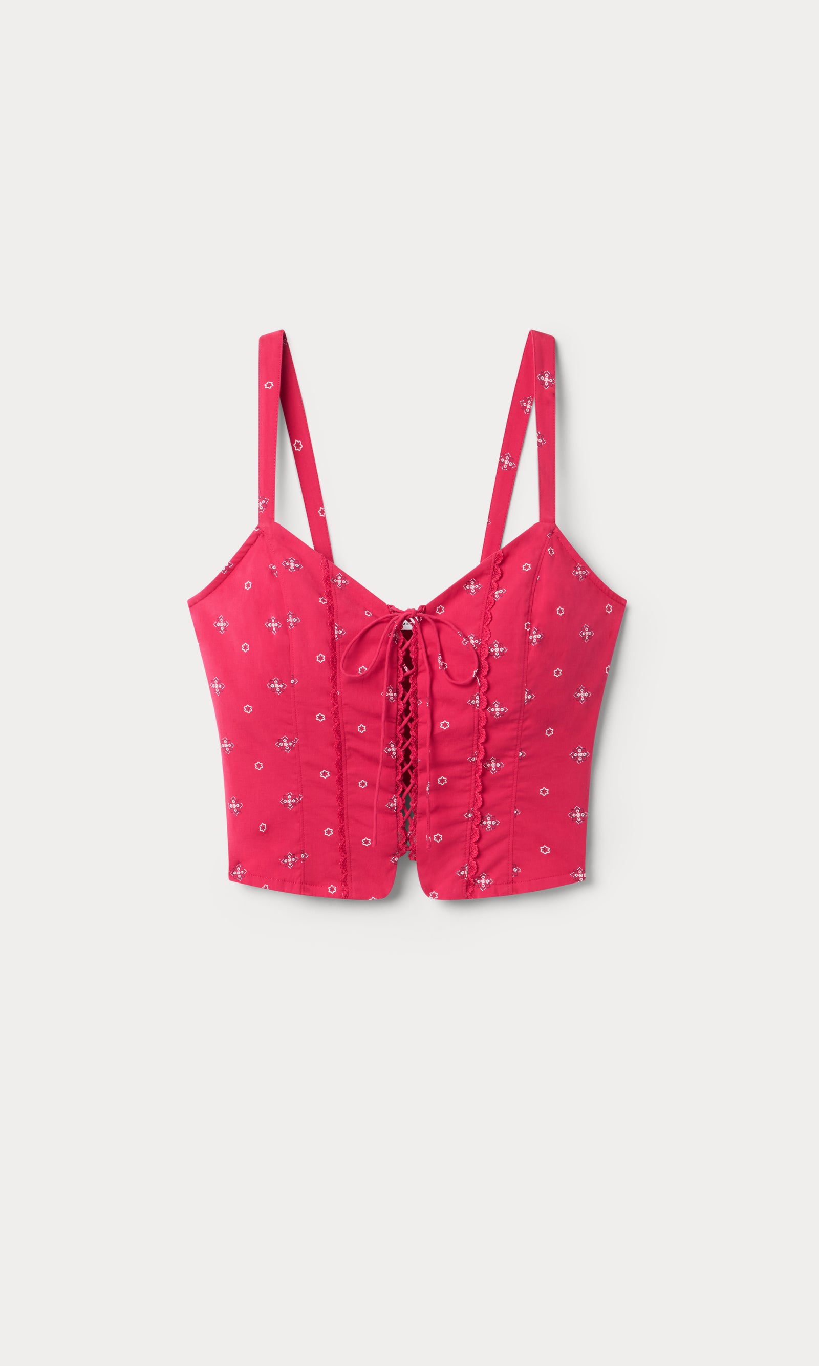 DOLLY LACE UP POPLIN TANK | FLARE BANDANA PRINT