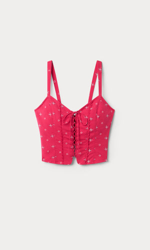 DOLLY LACE UP POPLIN TANK | FLARE BANDANA PRINT