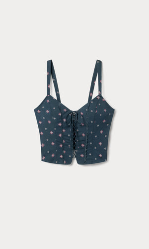 DOLLY LACE UP POPLIN TANK | NEW NAVY BANDANA PRINT