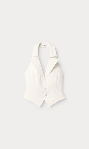 LUXE SUITING HALTER VEST | SOFT SHELL
