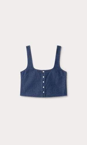 DENIM BUTTON FRONT TANK | INDIGO1187