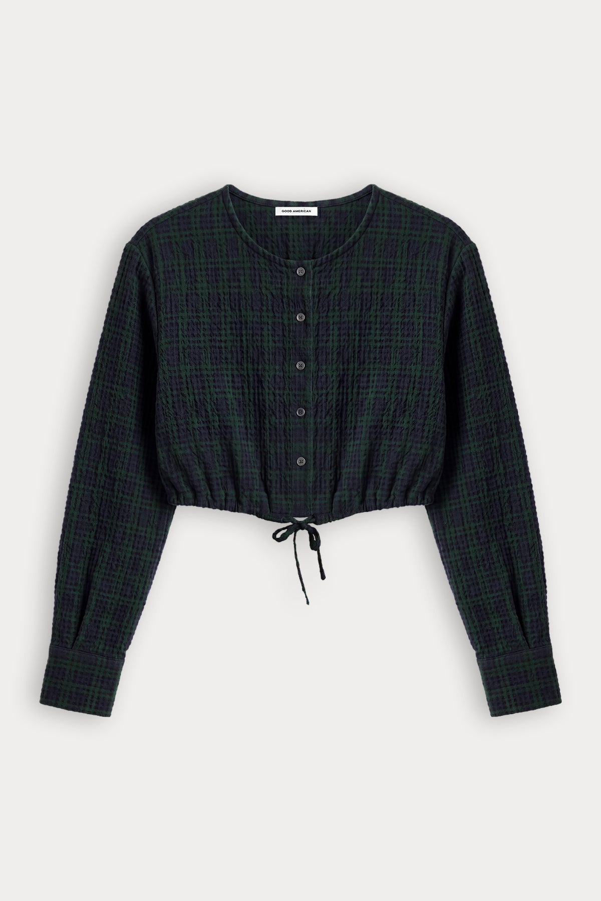 THE CRINKLE CINCHED SHIRT | FOREST PLAID