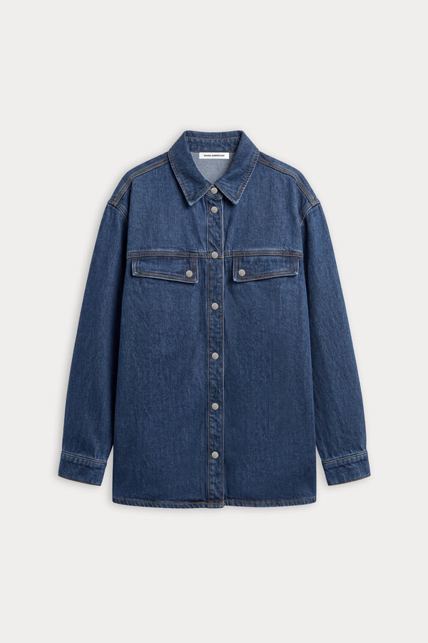 THE DENIM OVERSHIRT | BOUNCE-5 | GOOD AMERICAN | FLAT