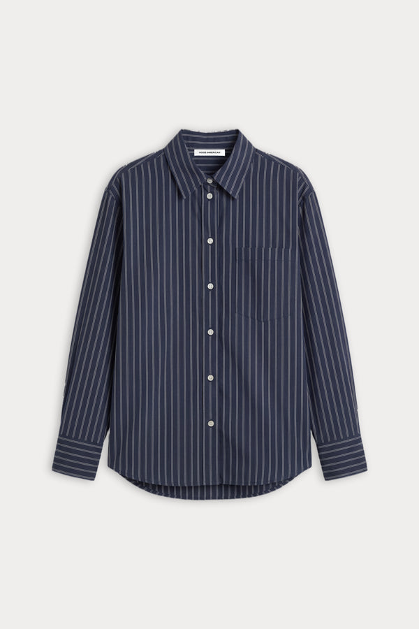 THE POPLIN EASY SHIRT | NAVY STRIPE