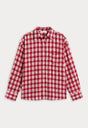THE CRINKLE EASY SHIRT | CARMINE PLAID-7 | GOOD AMERICAN | FLAT