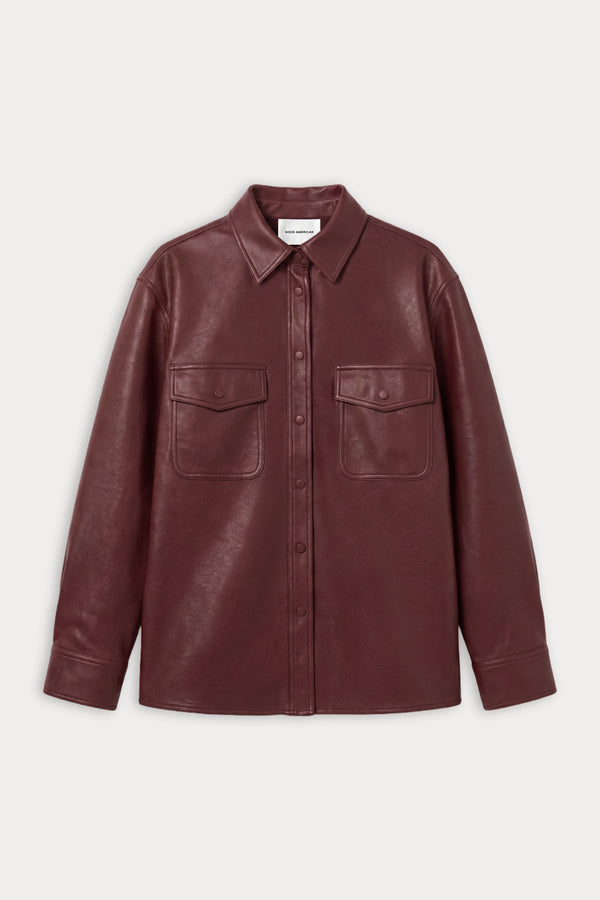 THE BETTER THAN LEATHER CLASSIC SHIRT | BERRY NOIR-6 | GOOD AMERICAN | FLAT