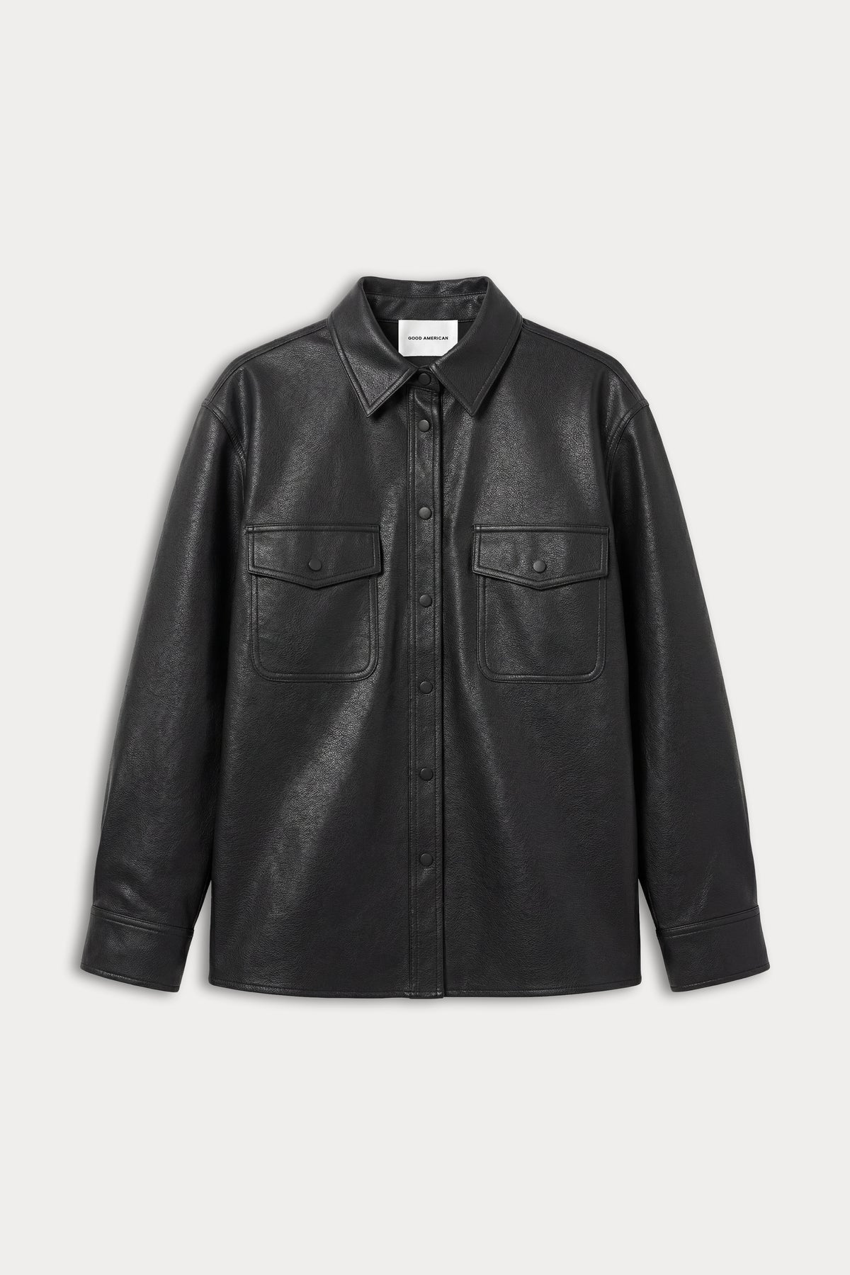 THE BETTER THAN LEATHER CLASSIC SHIRT | BLACK001-6 | GOOD AMERICAN | MODEL_A