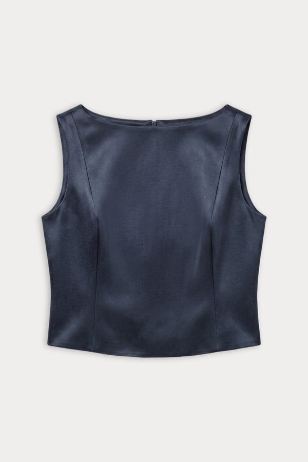 THE SATIN TOP | NEW NAVY002-6 | GOOD AMERICAN | FLAT