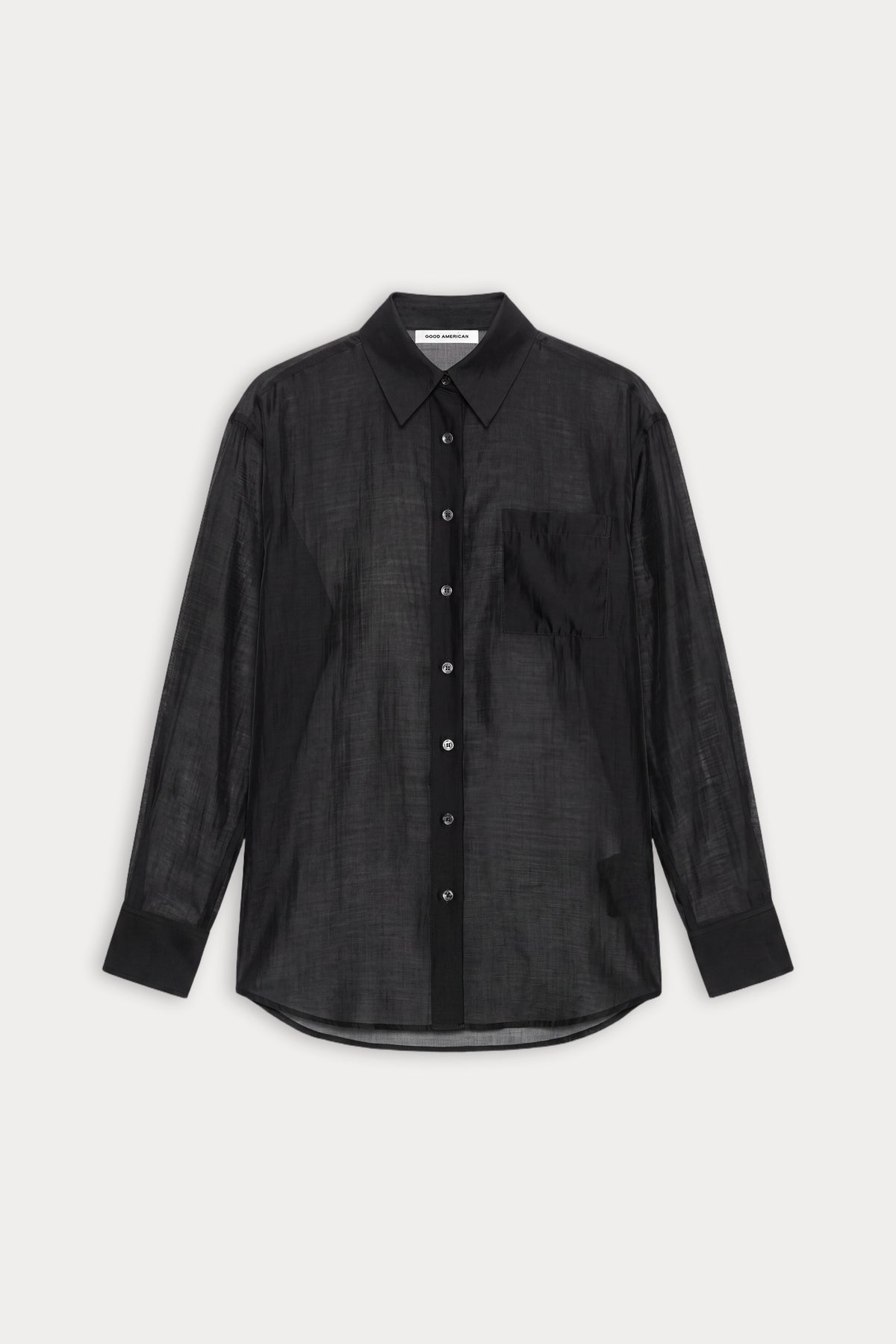 THE SHEER OVERSIZED SHIRT | BLACK001-6 | GOOD AMERICAN | FLAT