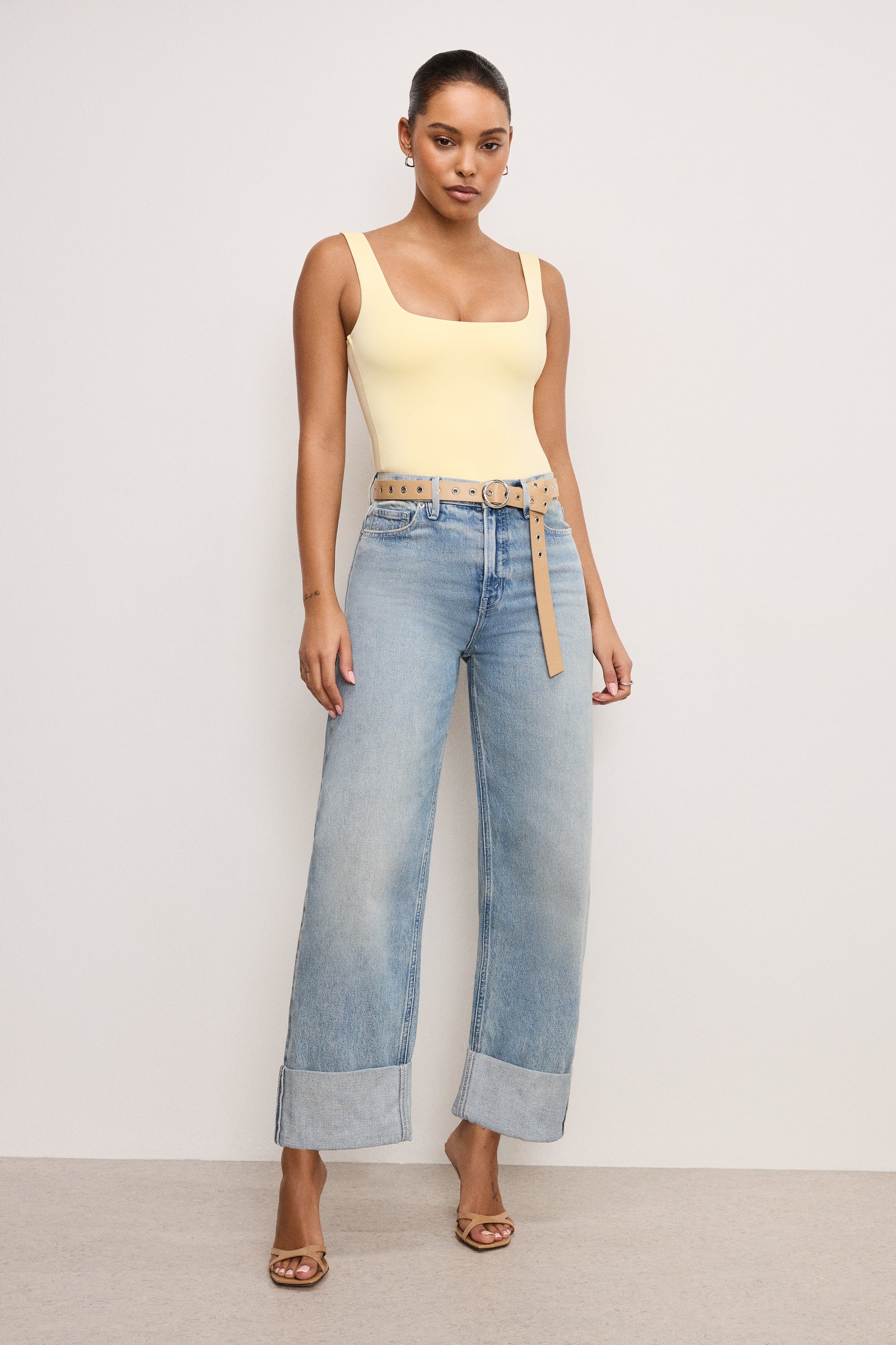 SKINNY EYELET BELT | TAN002