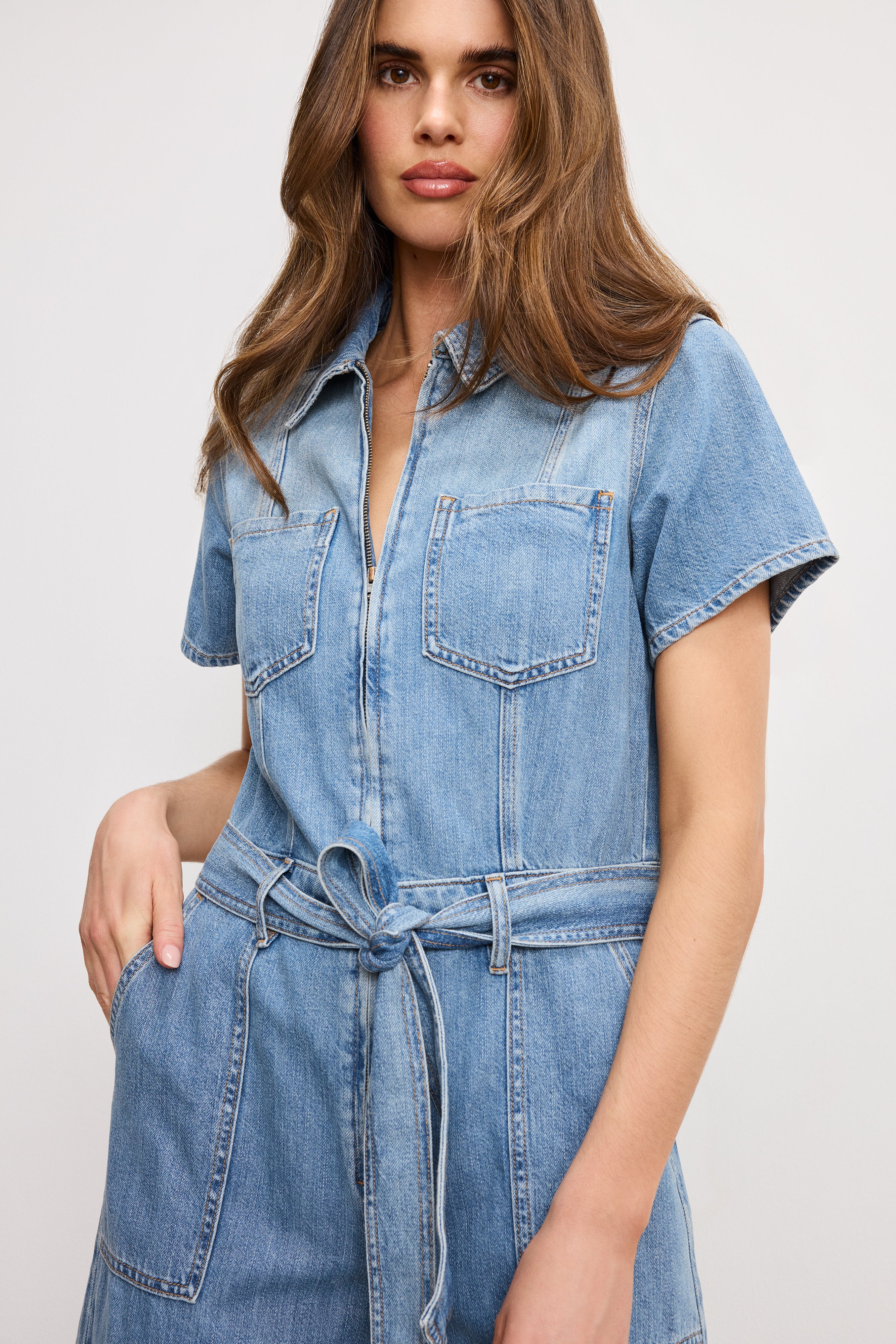 FIT FOR SUCCESS LITE LINEN DENIM CROPPED JUMPSUIT | INDIGO786