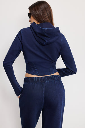 JEANIUS CORSET HOODIE | INDIGO1029