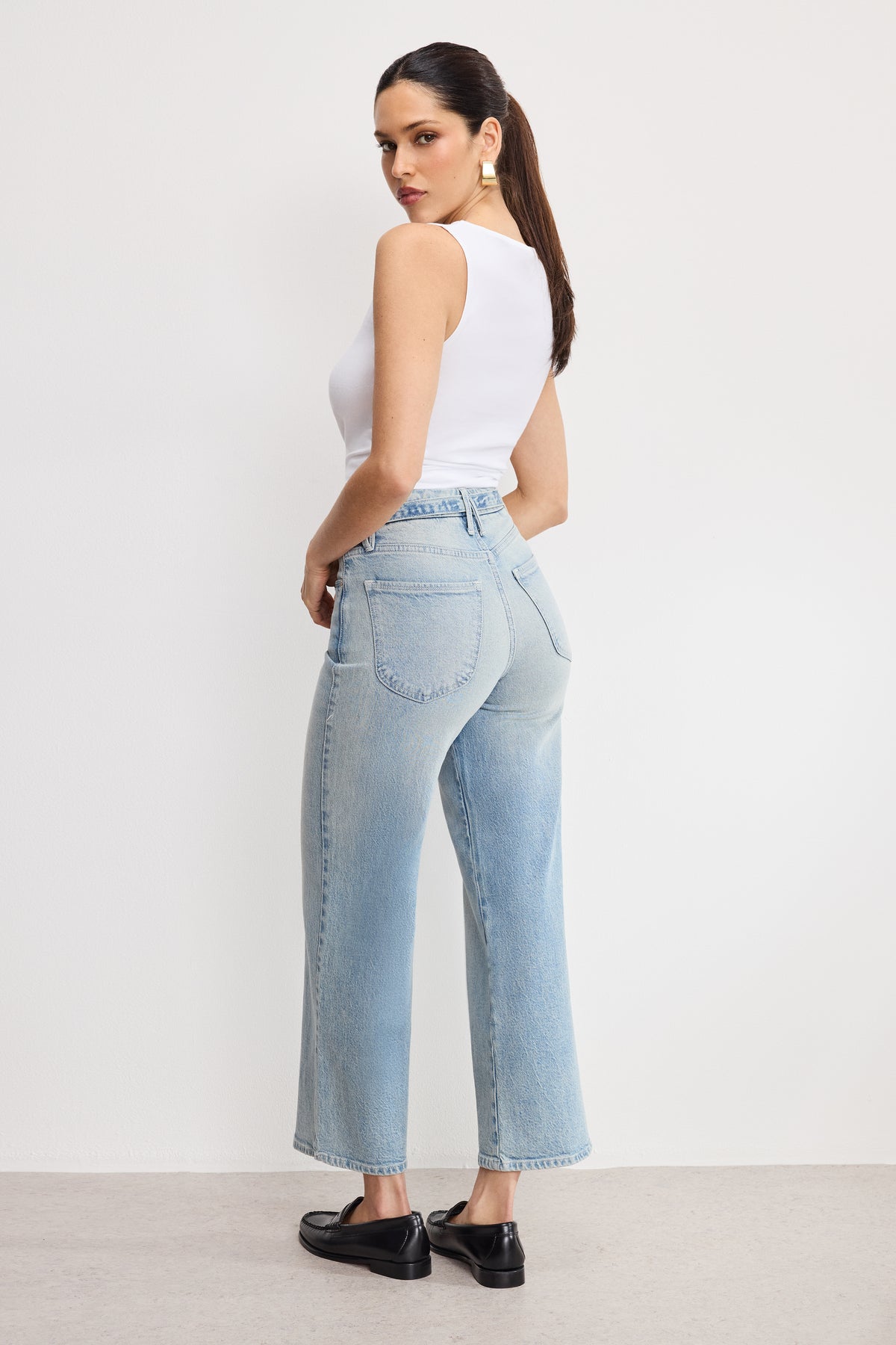 GOOD WAIST PALAZZO CROPPED JEANS | INDIGO999