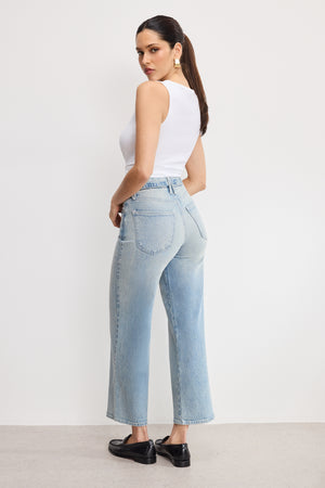 GOOD WAIST PALAZZO CROPPED JEANS | INDIGO999