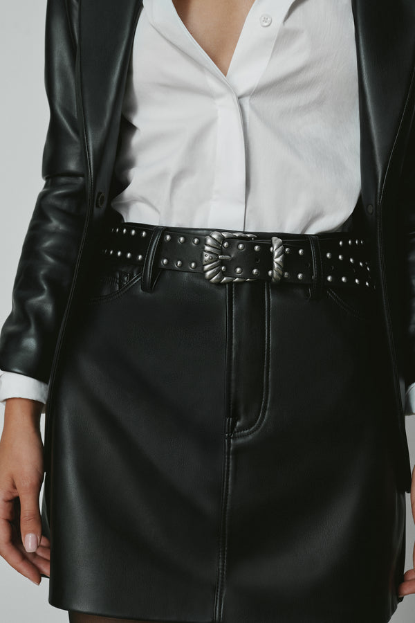 WIDE STUDDED WESTERN BELT | BLACK001