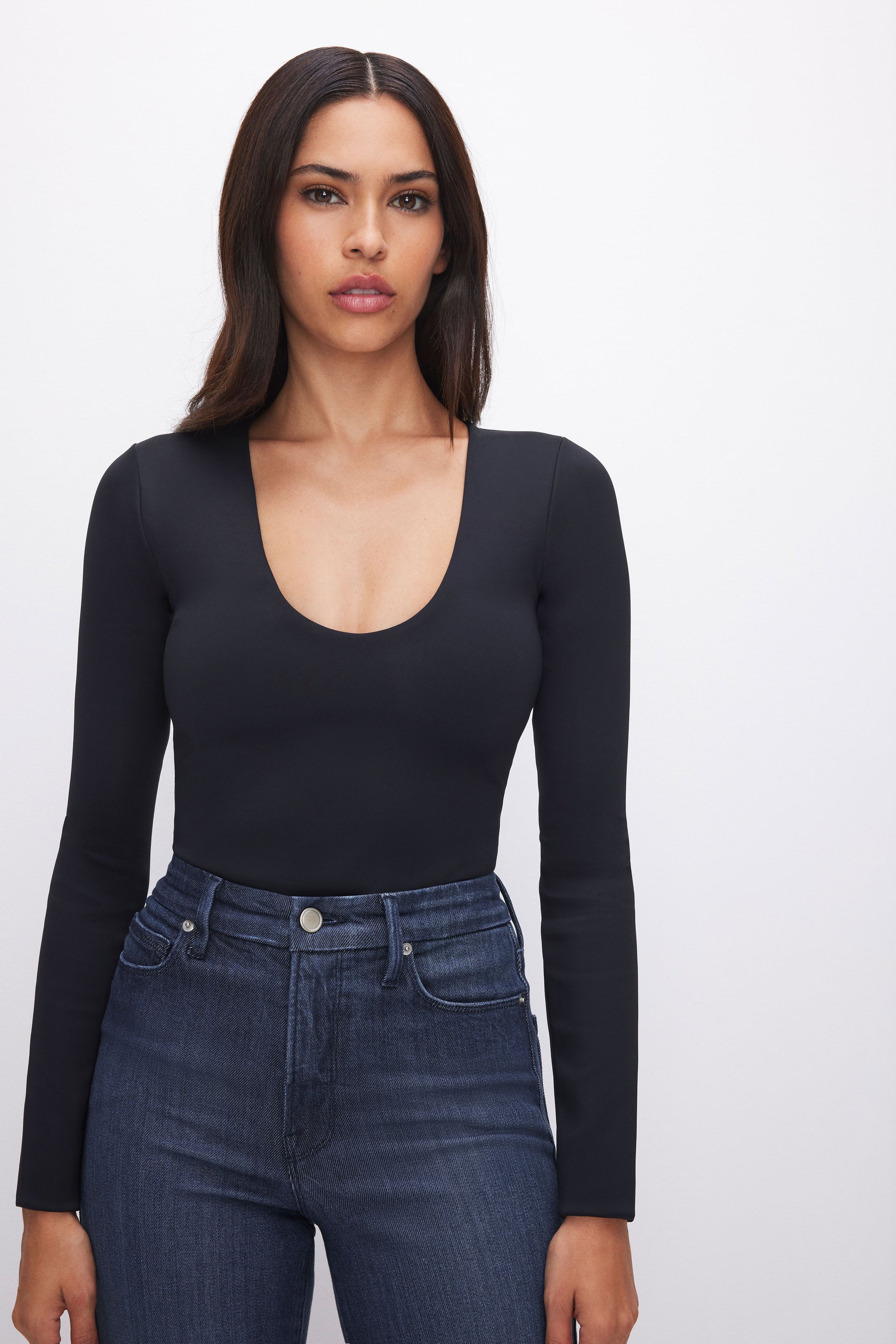 SCULPTING SCOOP NECK BODYSUIT BLACK001