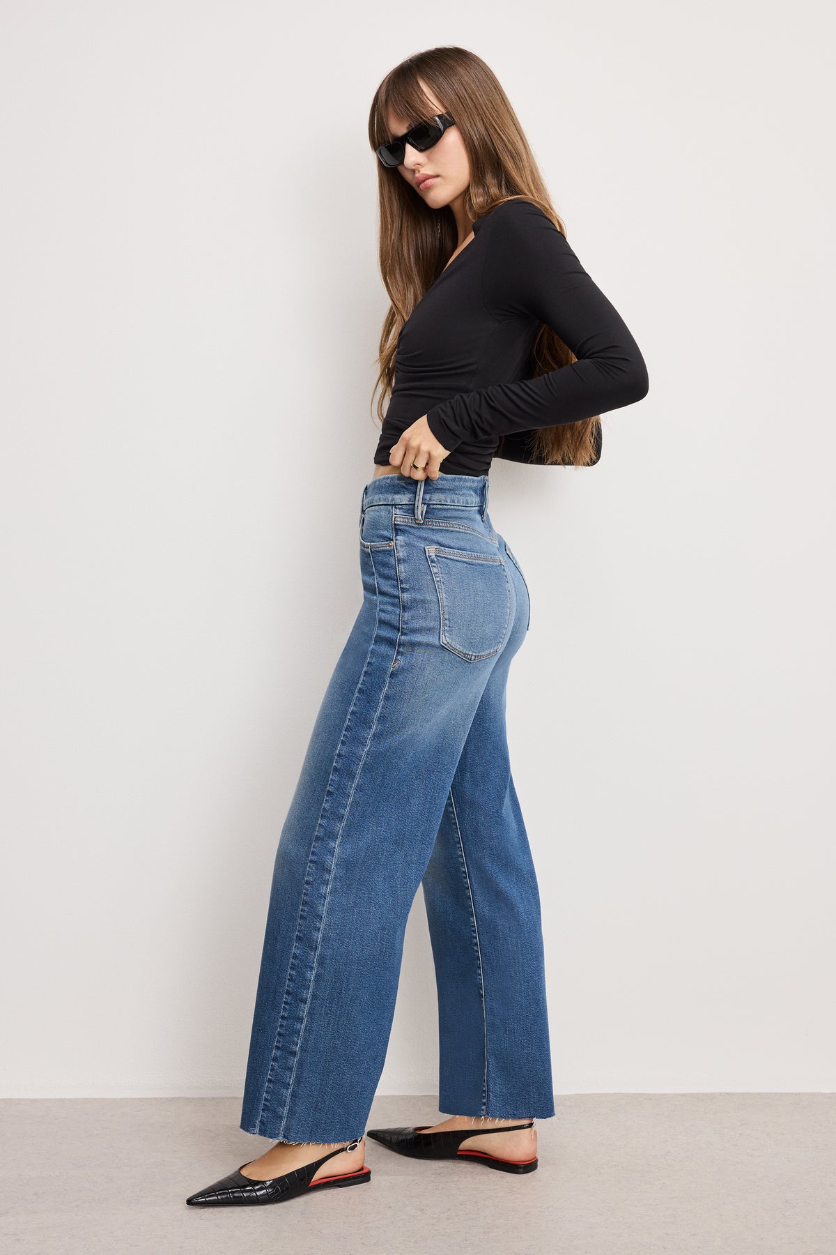 GOOD SKATE CROPPED WIDE JEANS | INDIGO1005-3 | GOOD AMERICAN | MODEL_A