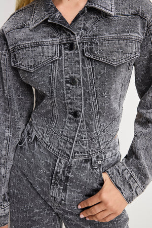 DOLLY CRYSTAL DENIM JACKET | BLACK415
