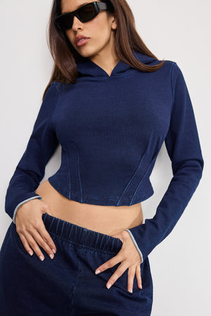 JEANIUS CORSET HOODIE | INDIGO1029